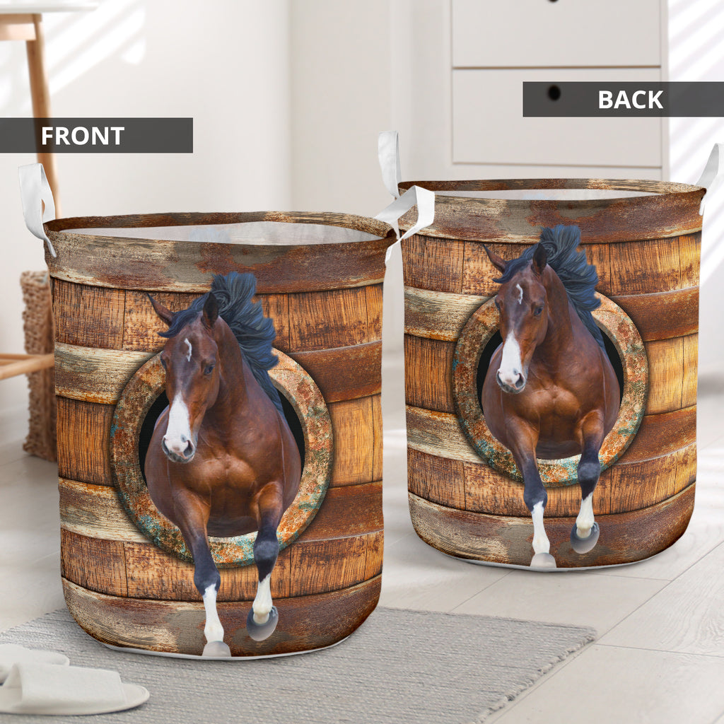 Horse Wood Vintage - Laundry Basket - Owls Matrix LTD