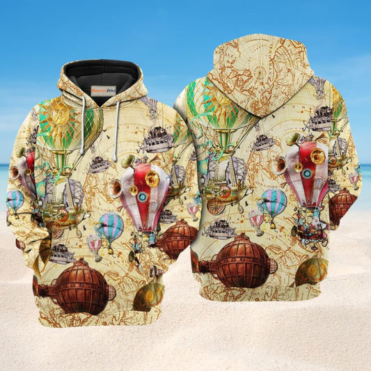 Hot Air Balloon Fly High Art – 3D Hoodie