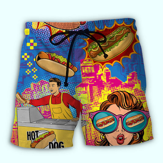 Hot Dog Pop Art Food Style – Beach Short