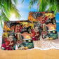 Hot Rod Santa Fire Christmas Art – Beach Short