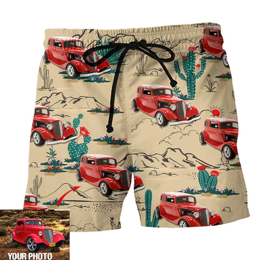 Hot Rod Ride Desert Custom Photo - Beach Short