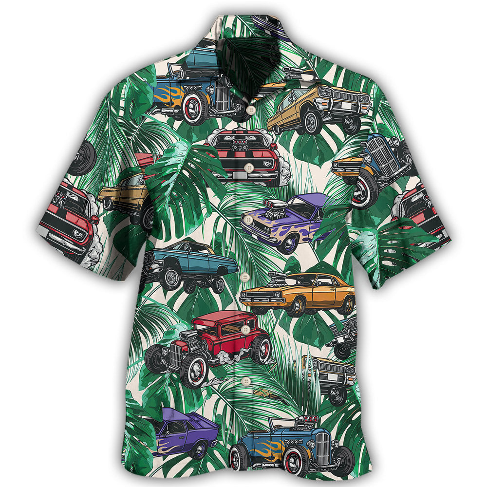 Hot Rod Tropical Leaf Pattern – Hawaiian Shirt