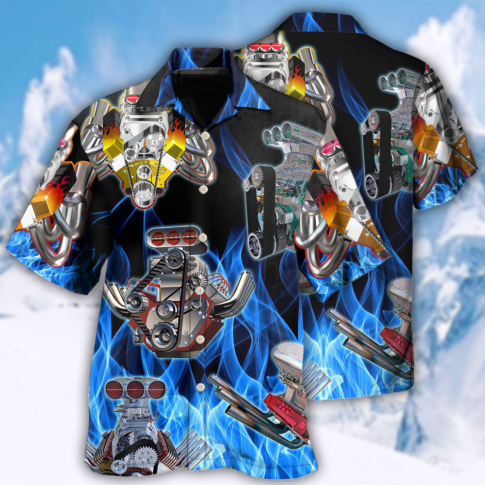 Hot Rod Blue Flame Racing Art – Hawaiian Shirt