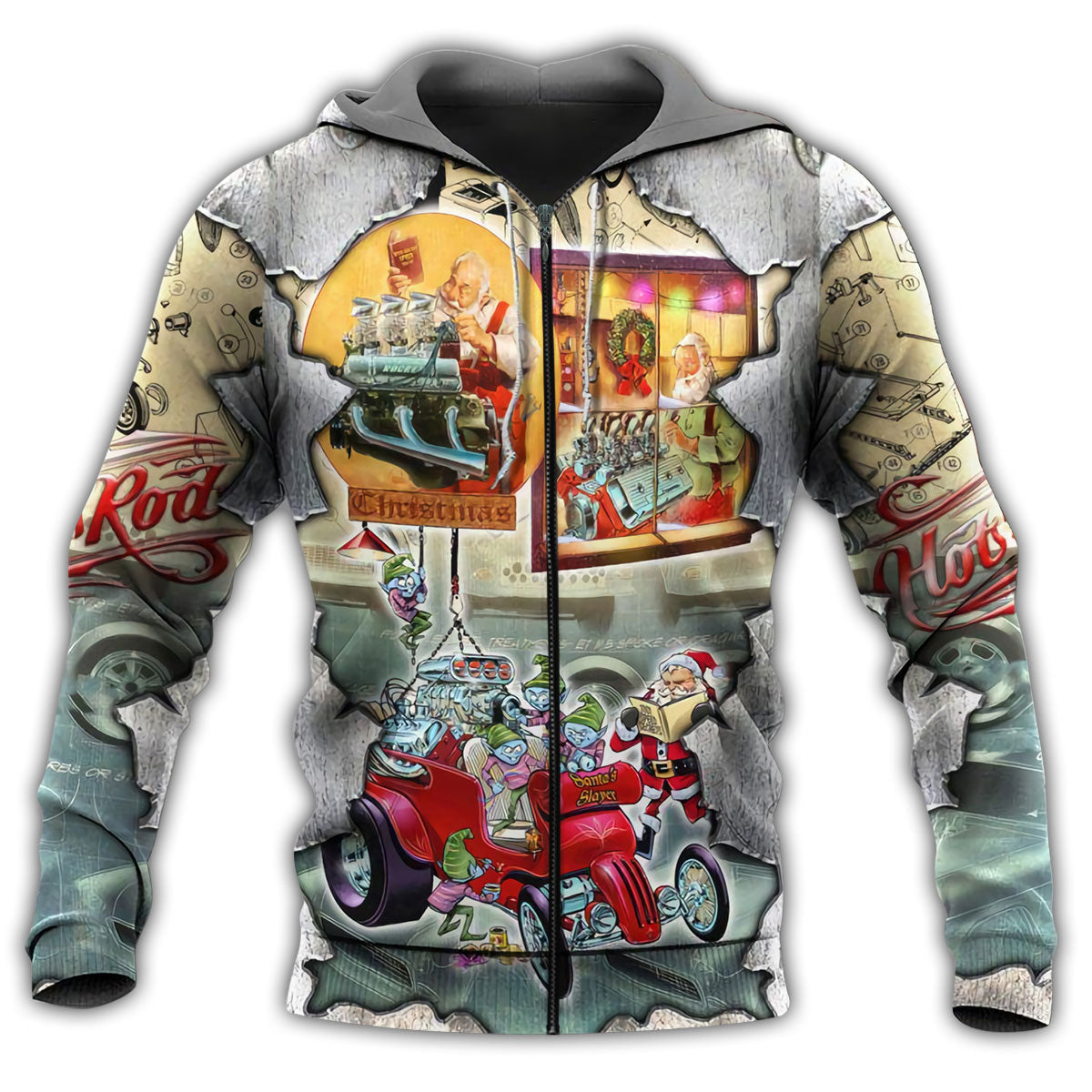 Hot Rod Christmas Love Time - 3D Hoodie