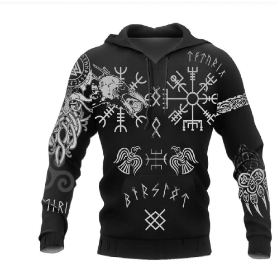 Viking Raven And Wolves Tattoo Art – 3D Hoodie