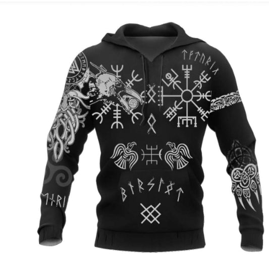 Viking Raven And Wolves Tattoo Art – 3D Hoodie