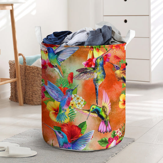 Hummingbird love tropical flowers - Laundry basket - LAUB19TNH020322-Owls Matrix