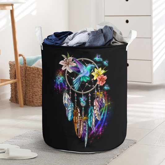 Hummingbird dream catcher - Laundry basket - LAUB03NGC280222 - Owls Matrix LTD