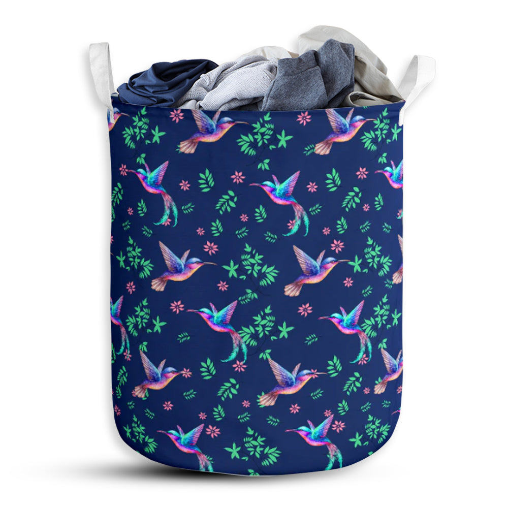 Hummingbird Flower Pattern - Laundry Basket - Owls Matrix LTD