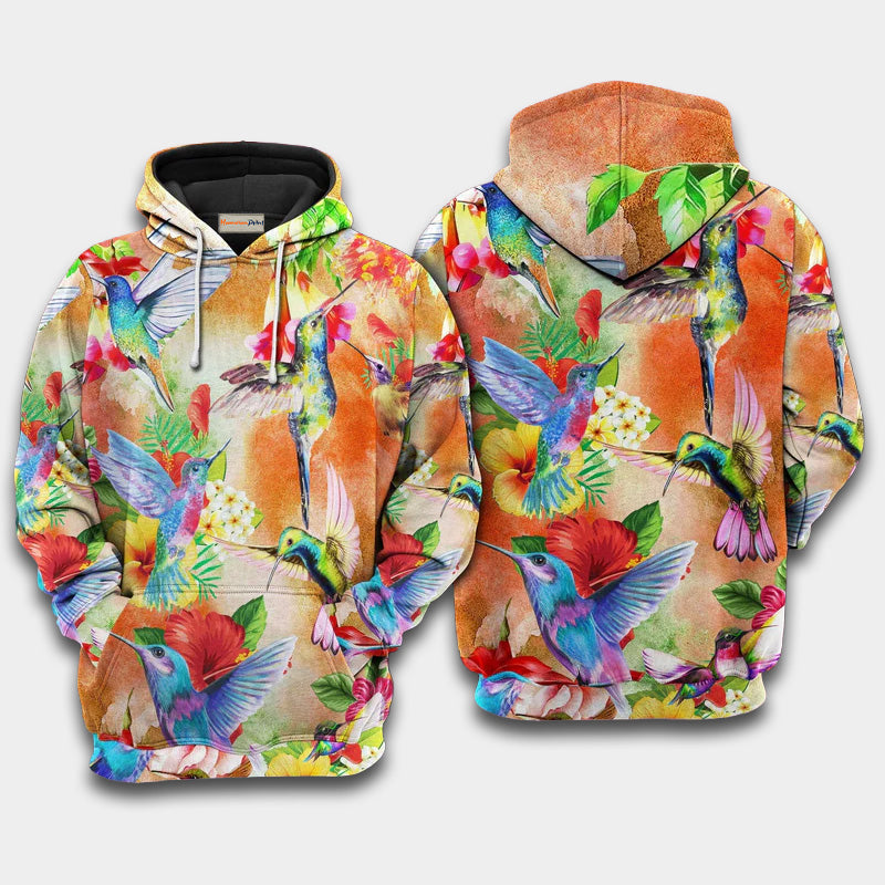 Hummingbird Love Flowers Art – 3D Hoodie