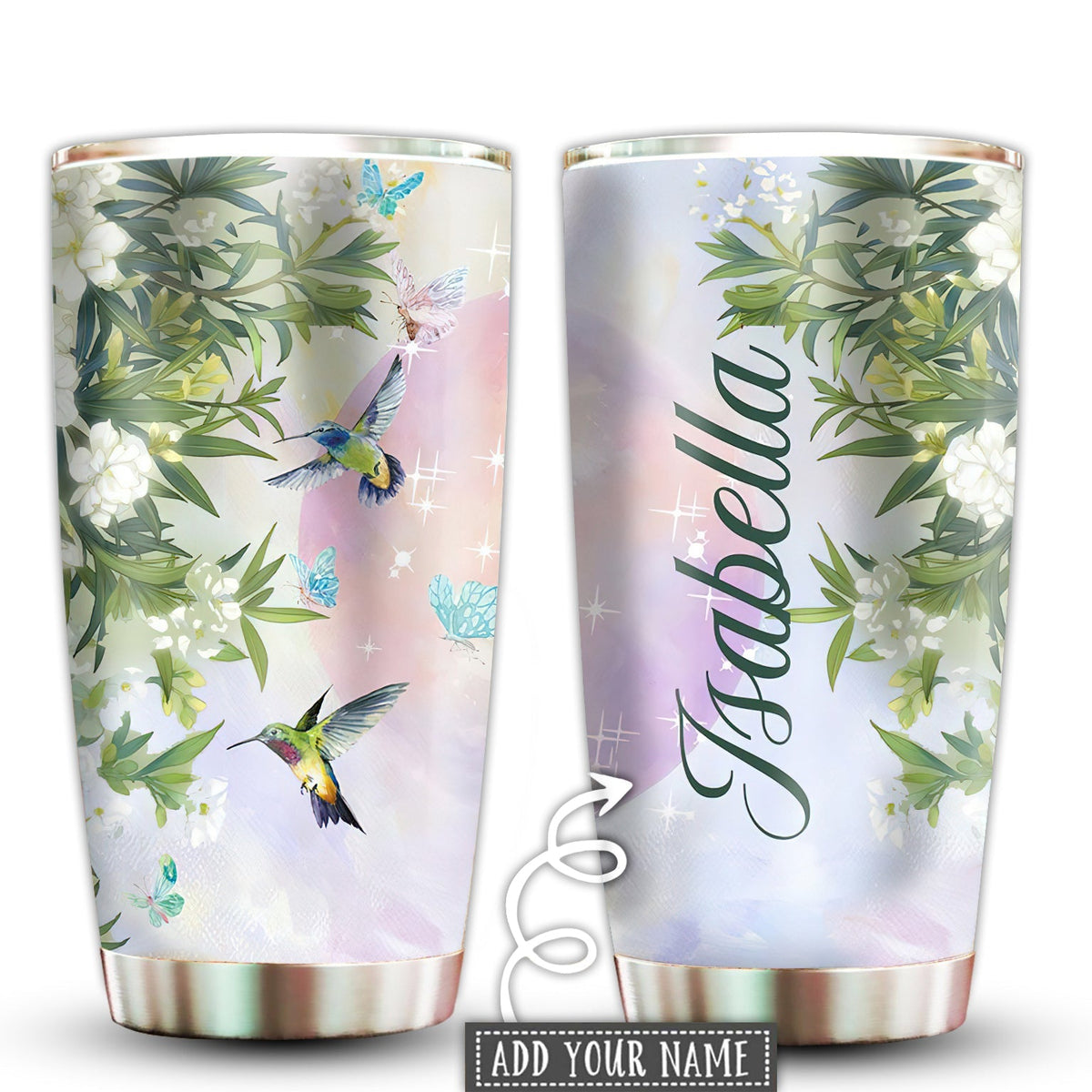 Hummingbird Loves Floral Forever Personalized 20 Oz Tumbler For Coffee Travel And Daily Use
