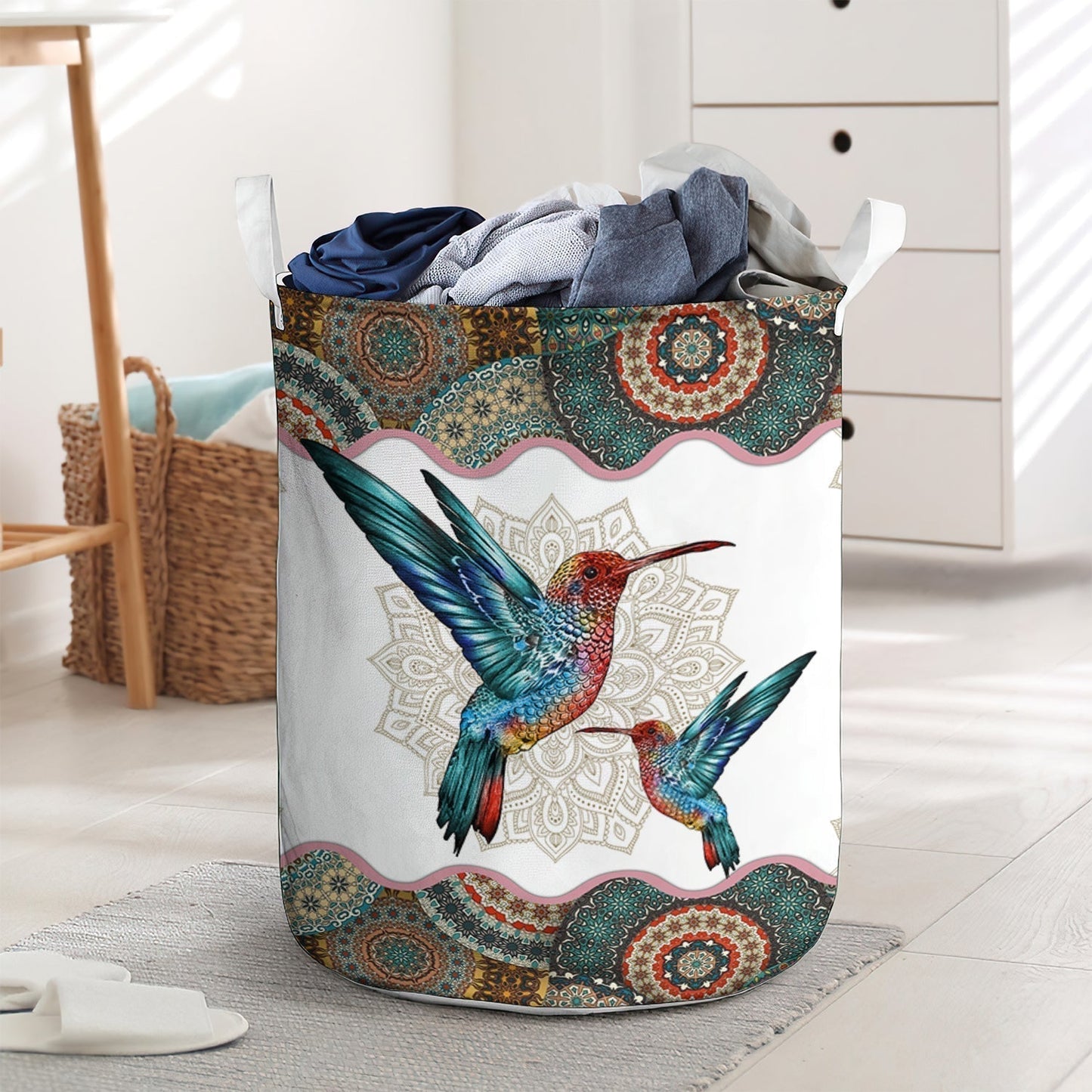 Hummingbird Mandala Style - Laundry Basket - Owls Matrix LTD