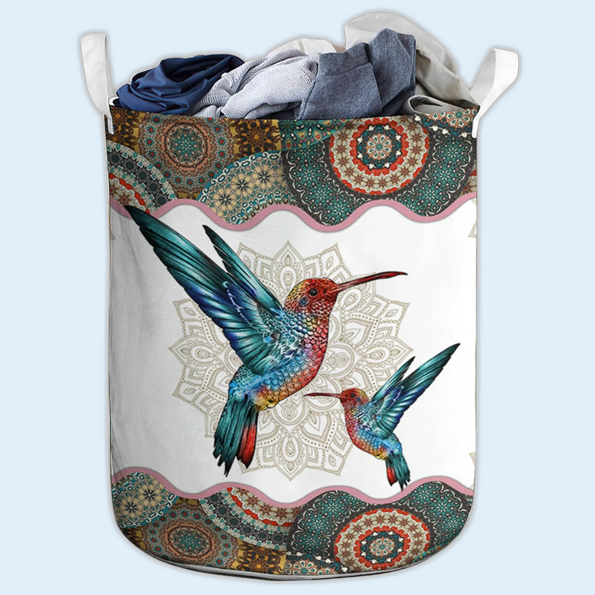Hummingbird Mandala Style - Laundry Basket - Owls Matrix LTD