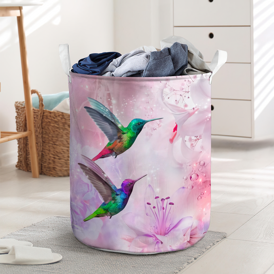 Hummingbird floral peace life - Laundry basket - LAUB10NGC020322 - Owls Matrix LTD