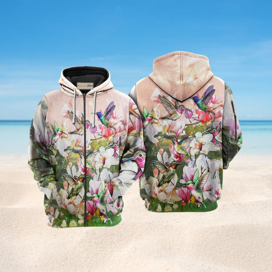 Hummingbirds Magnolia Bloom Art – 3D Hoodie