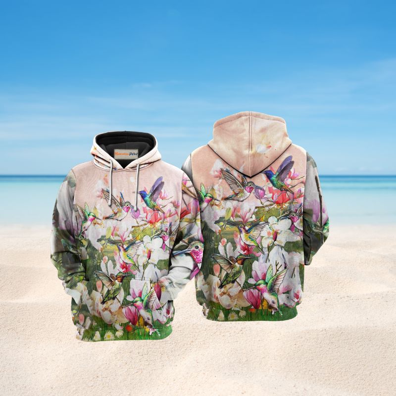 Hummingbirds Magnolia Bloom Art – 3D Hoodie2