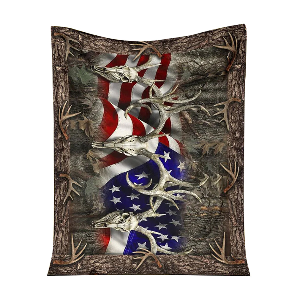 Hunting American Hunters 50 x 60 Inch Flannel Blanket For Cozy Bedroom And Sofa Decor