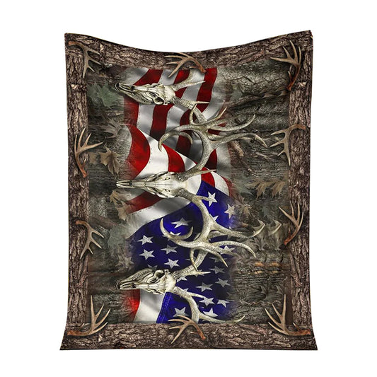 Hunting American Hunters 50 x 60 Inch Flannel Blanket For Cozy Bedroom And Sofa Decor