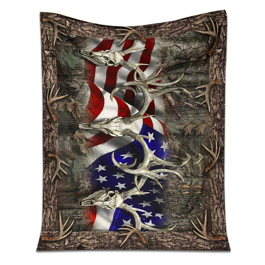 Hunting American Hunters 50 x 60 Inch Flannel Blanket For Cozy Bedroom And Sofa Decor