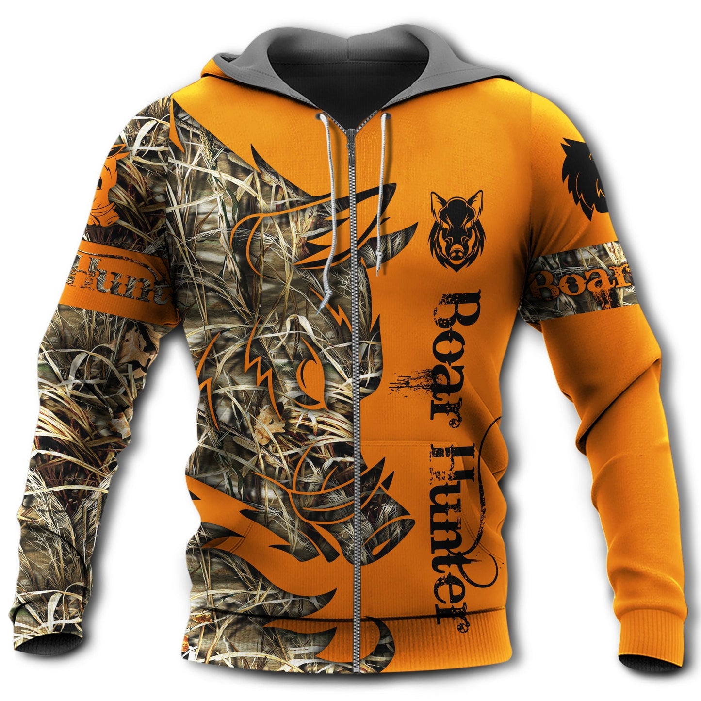Hunting Boar Legend Orange Style - 3D Hoodie