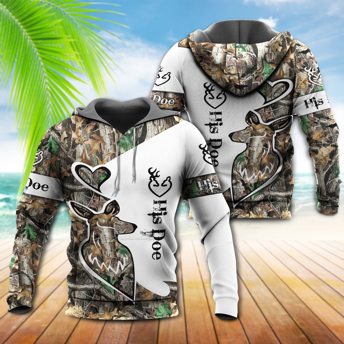 Buck And Doe Hunting Quote - 3D Hoodie
