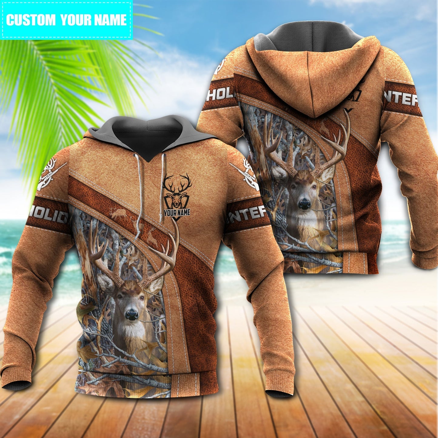Hunting Deer Brown Style Personalized - 3D Hoodie