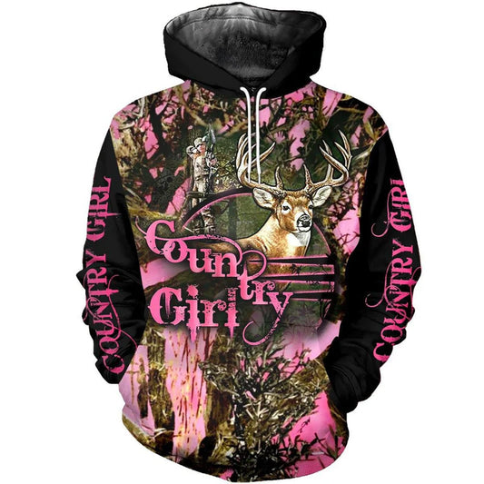 Hunting Deer Country Girl Pink Art - 3D Hoodie