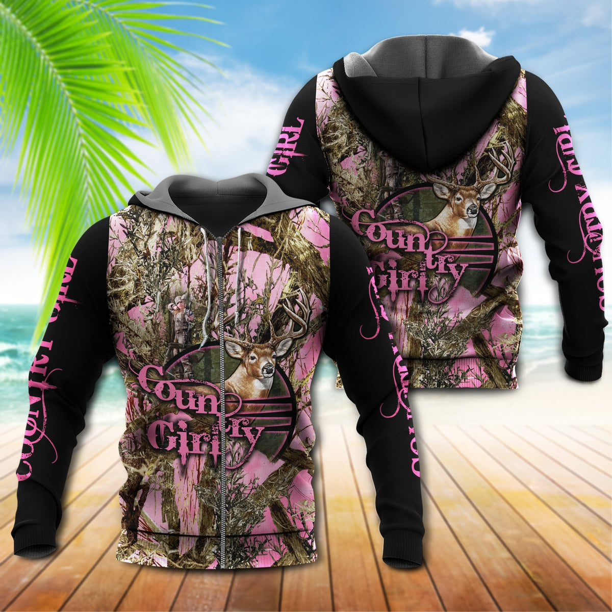 Hunting Country Girl Pink Deer Style - 3D Hoodie