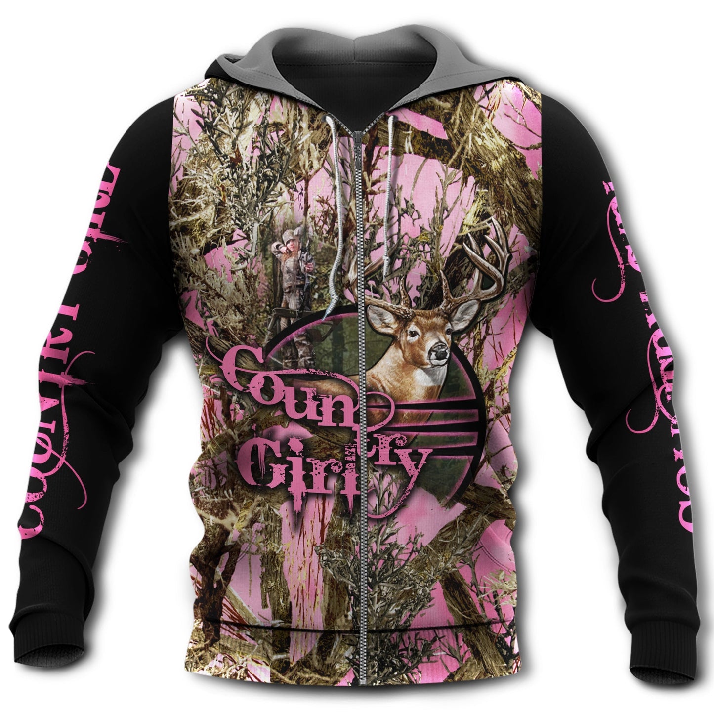 Hunting Country Girl Pink Deer Style - 3D Hoodie