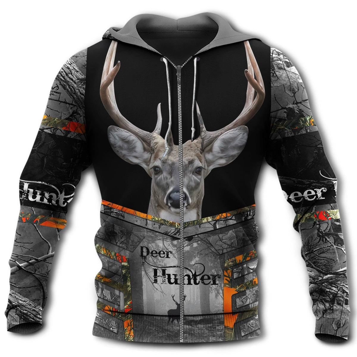 Hunting Deer Black Gray Style - 3D Hoodie