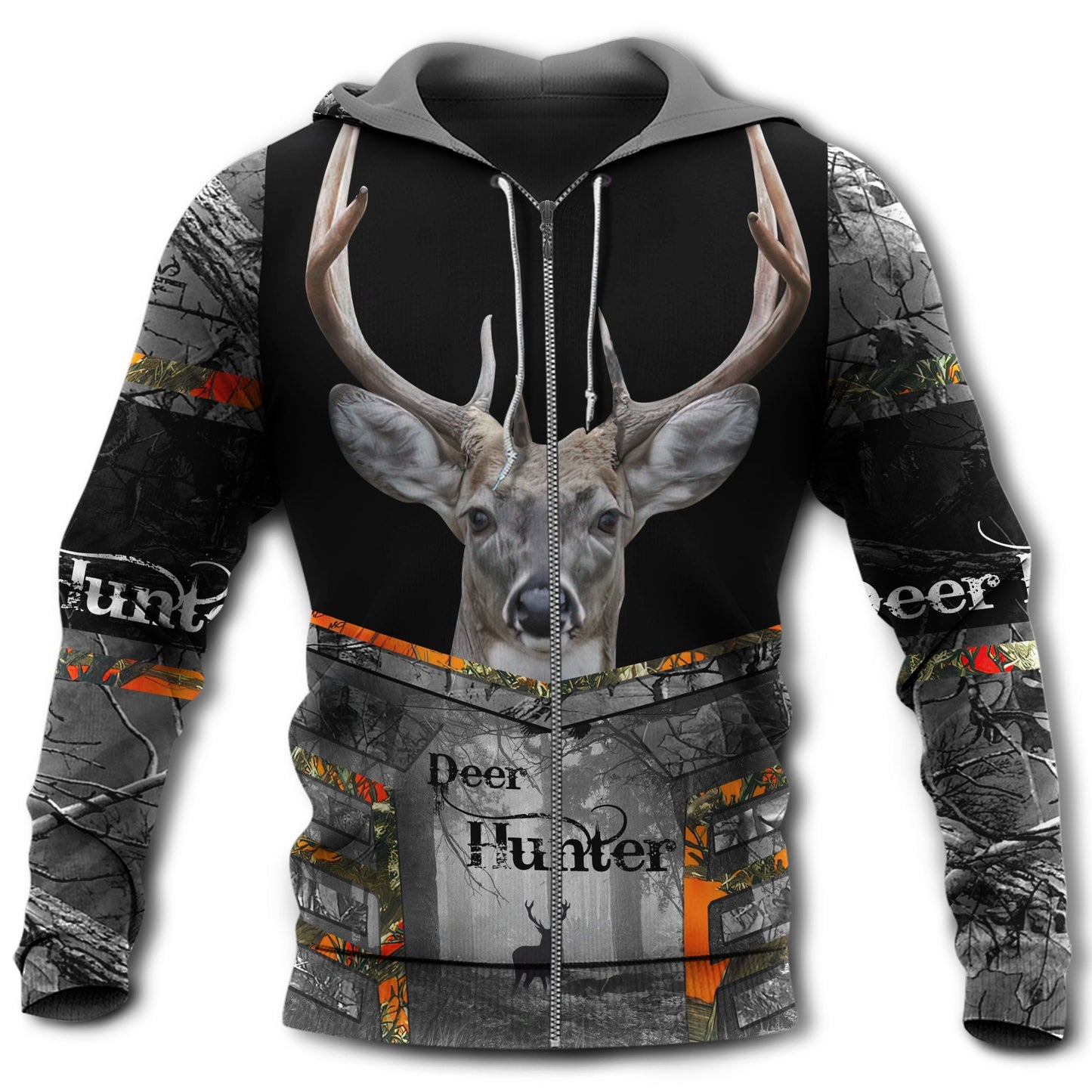 Hunting Deer Black Gray Style - 3D Hoodie
