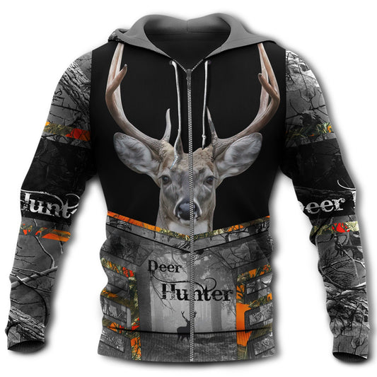 Hunting Deer Black Gray Style - 3D Hoodie