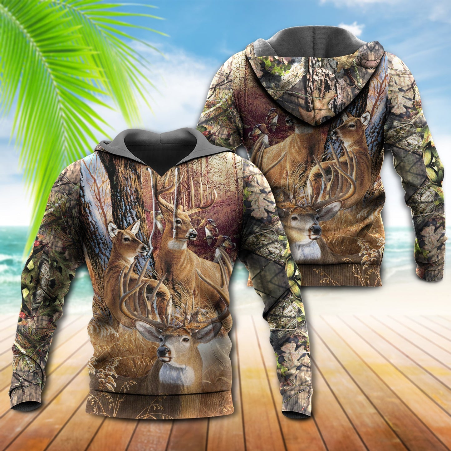 Hunting Deer Vintage Sunset - Hoodie - Owls Matrix LTD