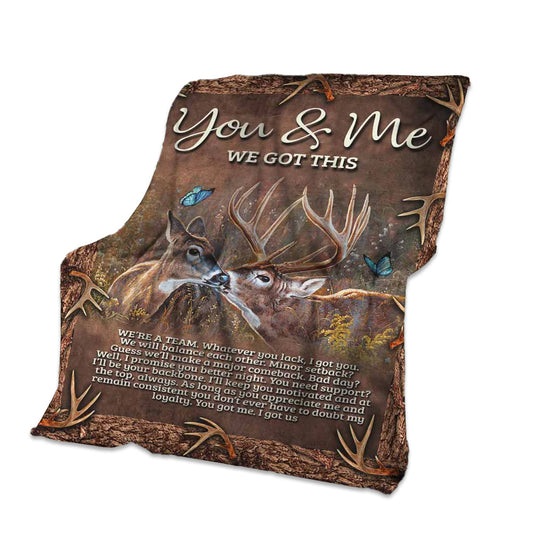 Hunting Deer You And Me 50 x 60 Inch Flannel Blanket For Cozy Bedroom And Sofa Decor