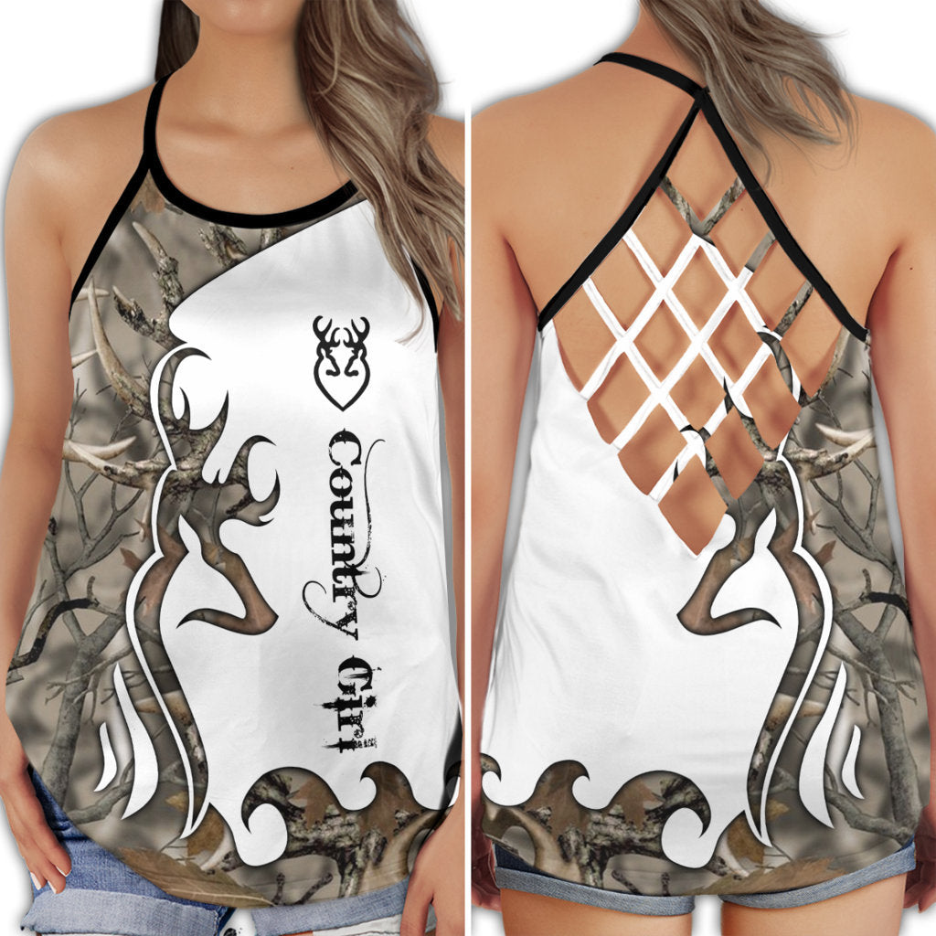Hunting Lover Country Girl Grey Vibes - Hollow Tank Top