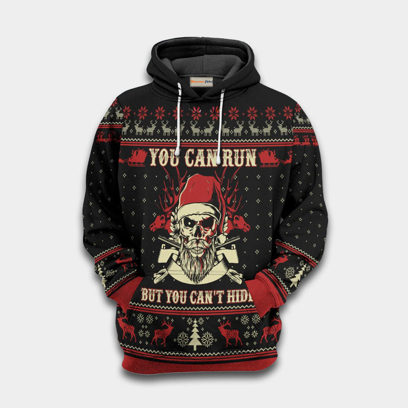Hunting Merry Christmas You Can Run Art – 3D Hoodie