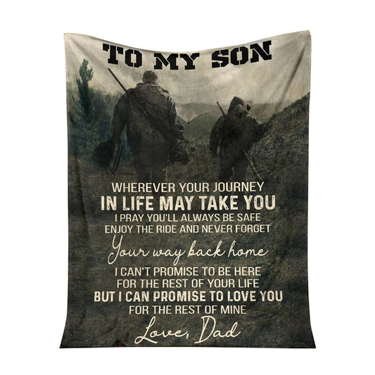 Hunting To My Son 50 x 60 Inch Flannel Blanket For Cozy Bedroom And Sofa Decor