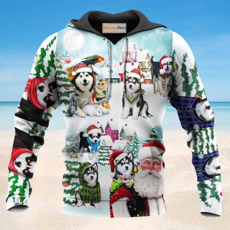 Husky Christmas Happy Dog - 3D Hoodie