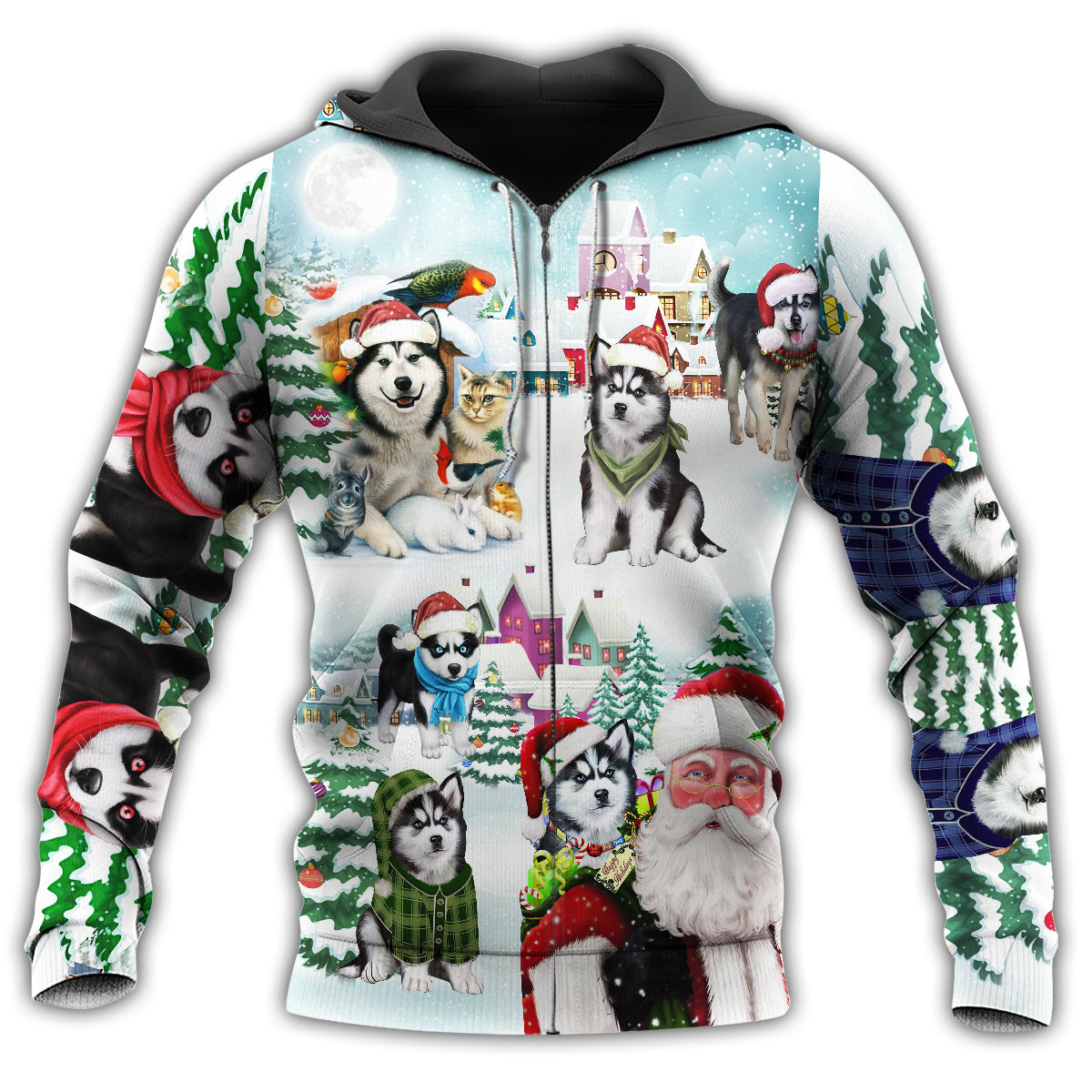 Husky Christmas Happy Dog - 3D Hoodie2