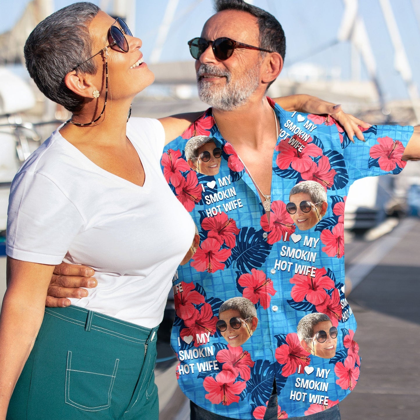 I Love My Smokin Hot Wife Summer Shirt for Husband - Custom Hawaiian Vacation Shirt