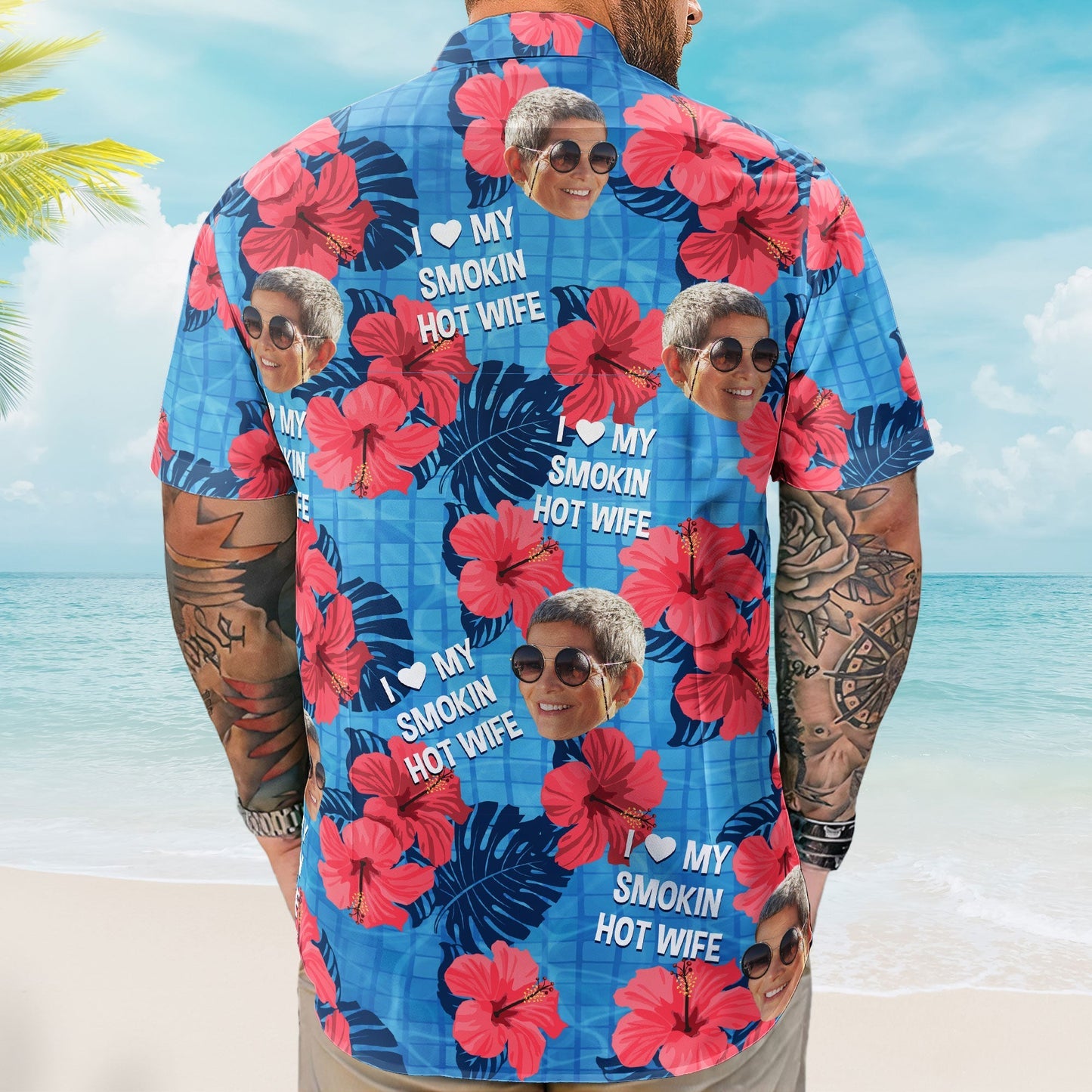 I Love My Smokin Hot Wife Summer Shirt for Husband - Custom Hawaiian Vacation Shirt