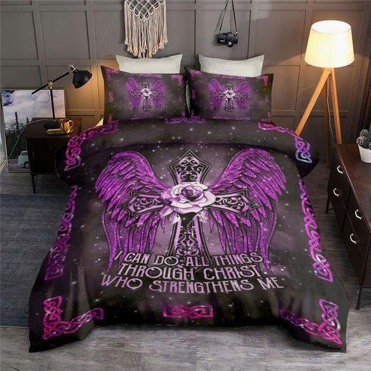 Faith Cross Purple Rose Bedding Cover For Faith Bedroom Decor