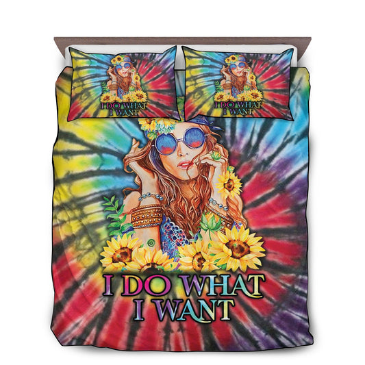 Sunflower Hippie Girl Bedding Cover For Boho Bedroom Decor