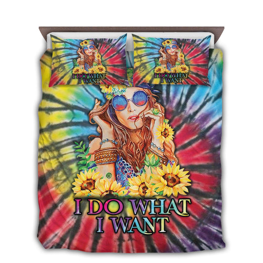 Sunflower Hippie Girl Bedding Cover For Boho Bedroom Decor