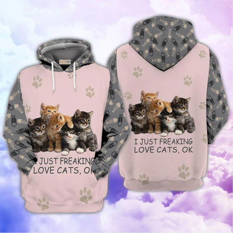 I Freaking Love Cats Quote – 3D Hoodie