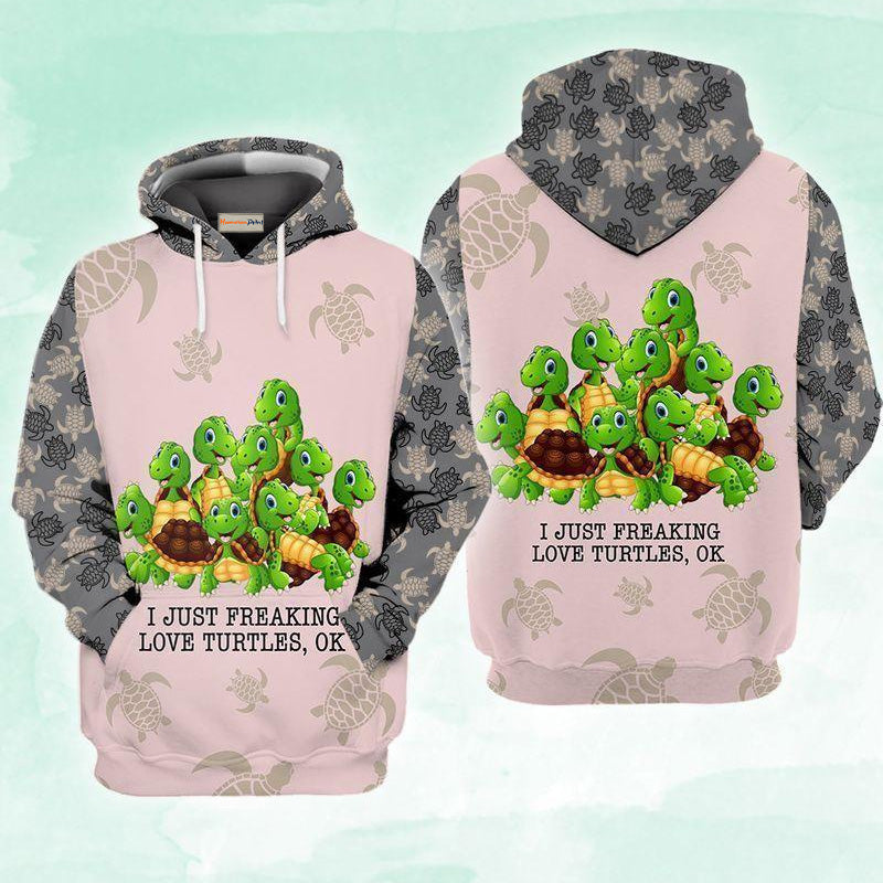 I Just Love Turtles Quote Art – 3D Hoodie