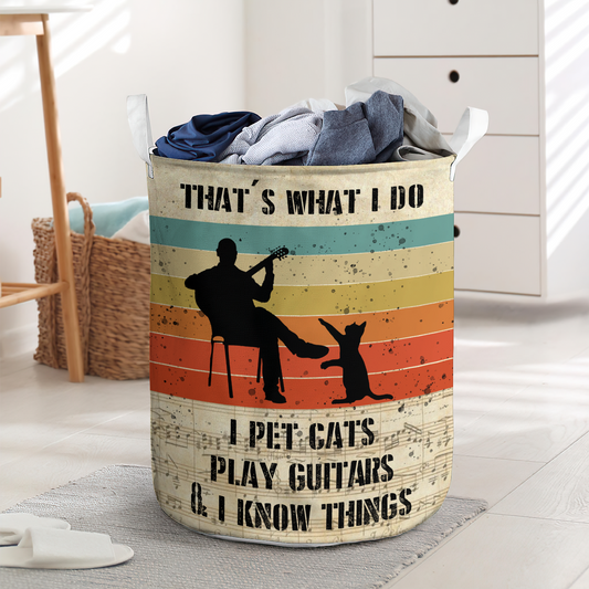 I pet cats play guitars - Laundry basket - LAUB07NGC260222-Owls Matrix