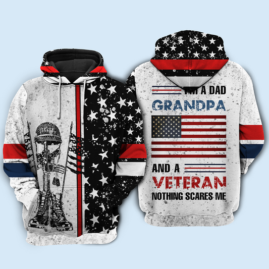 Dad Grandpa Veteran Pride - 3D Hoodie