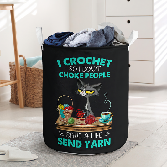 I crochet so I don't choke people cat - Laundry basket - LAUB05NGC240222-Owls Matrix