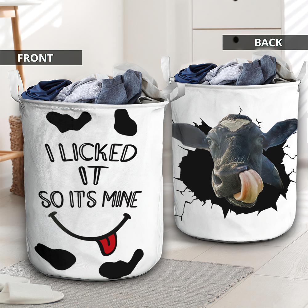 I licked it so it's mine cow - Laundry basket - LAUB04NGC010322-Owls Matrix